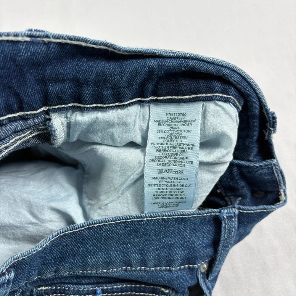 True Religion Jeans Mens 34x32 Blue Geno Relaxed Slim Flap Pockets Stretch Denim